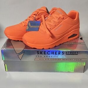 Skechers Street Uno Night Shade Neon Orange Women's Sneaker Shoes Size 8